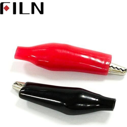 50pcs/bag Car Alligator Clips Battery Clamps 35.3mm length MIddle number Crocodile Clip Red Black cover