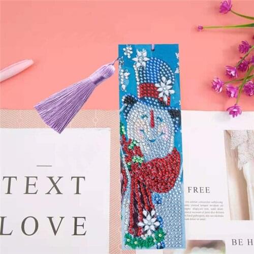5D Diamond Painting smile Chistmas snowman Bookmark Diamond Embroidery Craft Tassel Book Marks for Books Christmas Gifts
