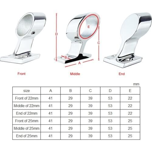 7/8inch Stainless Steel Marine Hand Rail Fitting Left End Boat Yacht Handrail Bracket, Square Base