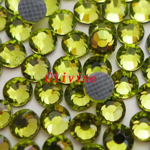 AAA Grade SS6~SS20 Olive Flatback Hot-Fix Crytal DMC Rhinestone glue loose bead Bag shoe decoration iron on rhinestones
