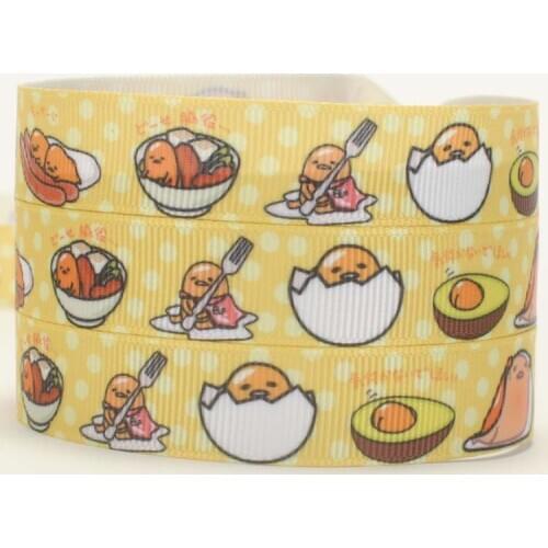 Free shipping 50 yards 5/8' 16mm cute yellow egg yolk printed grosgrain cartoon ribbons DIY