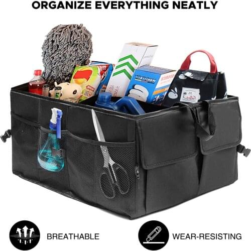 Black Foldable Car Auto Back Rear Trunk Seat Big Storage Bag Pockets Organizer Portable Car Large Capacity Storage Box