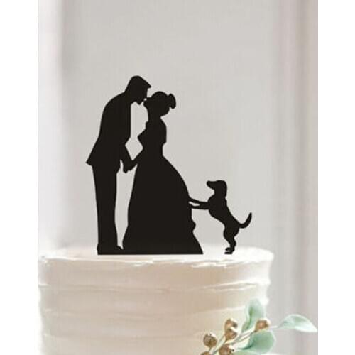 Black Acrylic The Bride and Groom Sweet Kiss Wedding Cake Decorations Marriage Cake Topper OH003