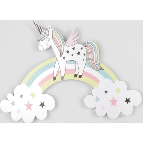 Unicorn and Rainbow Wooden Design Lighting Decorative Modern Bedroom Wall Lamps Led Light Night Light 2021 Model 021
