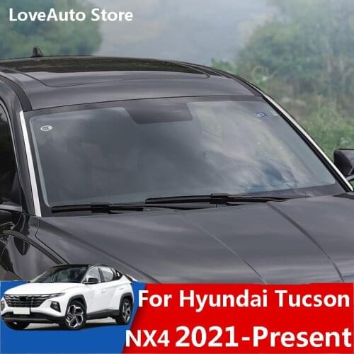 For Hyundai Tucson NX4 2021 2022 Car Front Windshield Trim Strips Exterior Decorative Window Glass Bright Strips Accessories