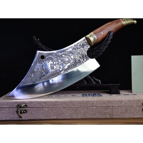 Household kitchen knife Longquan handmade forging slice knife cut knife ghost hand-made sharp bone knife arc chef kitchen knife
