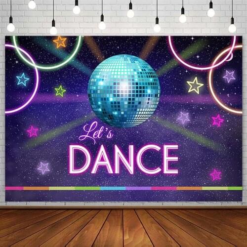 Lets Dance Backdrop Spotlight Circle Neon Super Star 80s 90s Birthday Buddy Photography Background Photo Studio Props Photozone