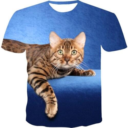 The Latest Summer Mens, Childrens O-Neck Short-sleeved 3D T shirts,Fashion Cute Cat High-quality Tops Tees clothes 4T-6XL