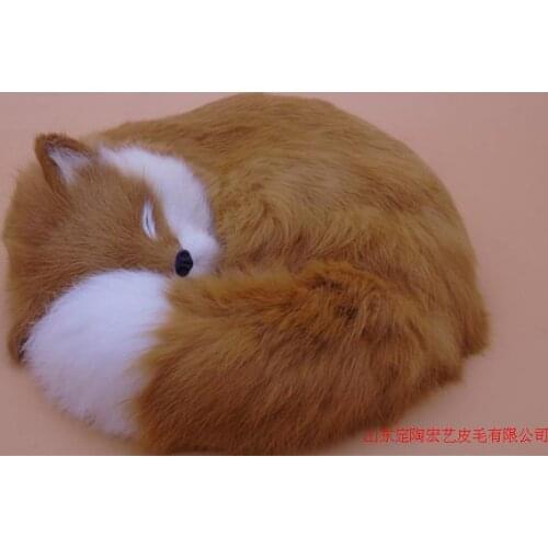 Yellow simulation fox toy polyethylene & furs big sleeping fox doll gift about 27x27x12cm 202