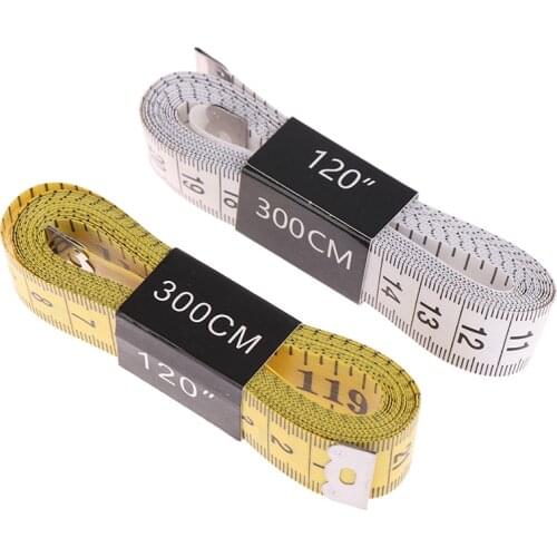 Durable Soft 3 Meter 300 CM Sewing Tailor Tape Body Measuring Measure Ruler Dressmaking PVC Plastic Yellow white High Quality