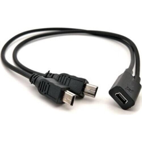 Mini USB 1 to 2 Y Splitter Cable,USB 2.0 Mini 5-Pin Female to Double 2 Male Converter High Speed Charging Cable Cord