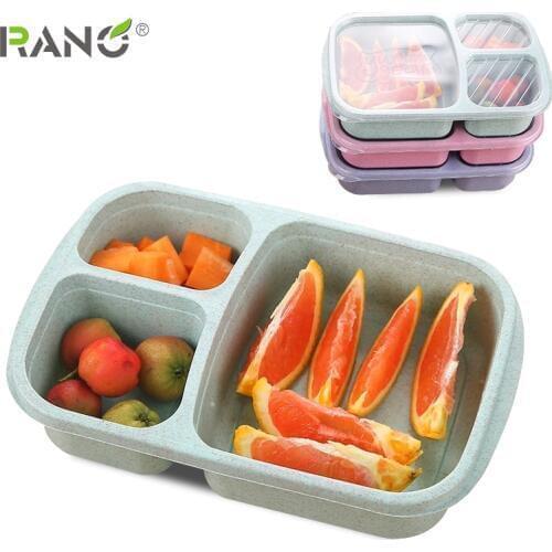 RANO RN-LB04 10pcs/lot Reusable Meal Prep Bento Box Container 3 Compartment with Lids Lunch Box For Microwave