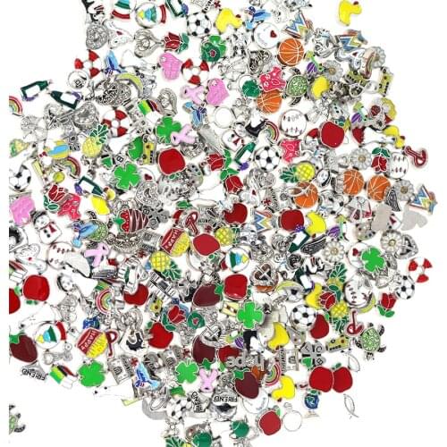 Boshi 100Pcs/Lot Random Floating Charms For Glass Living Memory Locket Floating Locket Women Jewelry Making DIY Accessories Gift