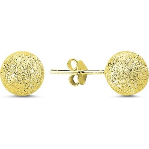 KUTAYDAN 8mm Laser Ball Earrings 925 Sterling Silver