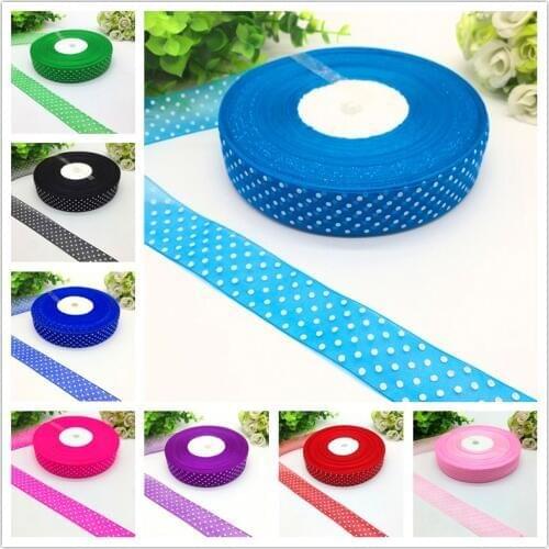5 yards 1" 25mm Ribbon Wedding Party Decoration Printing Dot Organza Ribbon Gift Wrapping Hair Bows DIY Christmas Ribbon