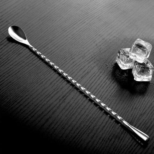 Long Handle Tea Stir Spoon Stainless Steel Cocktail Mixing Bar Spiral Pattern Drink Shaker Muddler Stirrer Twisted Mixing Spoon