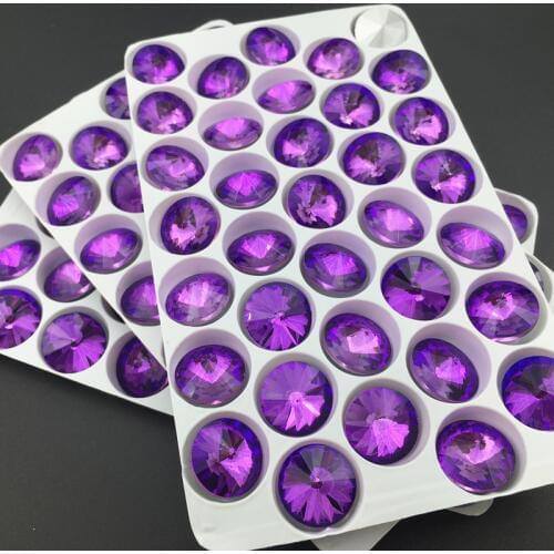 Lt Purple Velvet Rivoli Crystal Fancy Stone Point Back Glass Stone For Jewelry Making 6mm 8mm 10mm 12mm 14mm 16mm 18mm