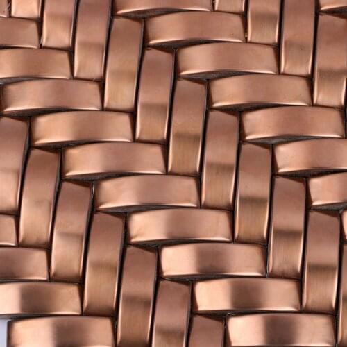 Herringbone Rose Gold Brushed Stainless Steel Metal Mosaic Tiles, Living Room Background Wall Brick
