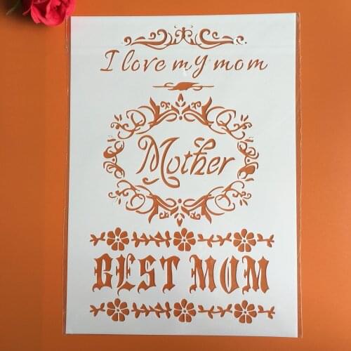 A4 29 * 21cm I love my mom layered stencil scrapbook stamp album photo album decoration embossed paper card template decoration