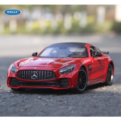 WELLY 1:24 Mercedes-Benz AMG GT R Alloy Metal Diecast Cars Model Inital Toy Car Children Boy Toys collection toy tools gift