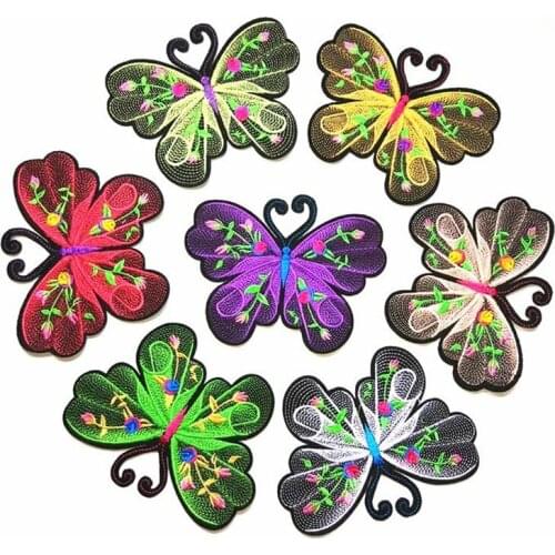 50pcs/lot Embroidery Patches Letters Clothing Decoration Accessories Butterfly Diy Iron Heat Transfer Applique Iron on Patch