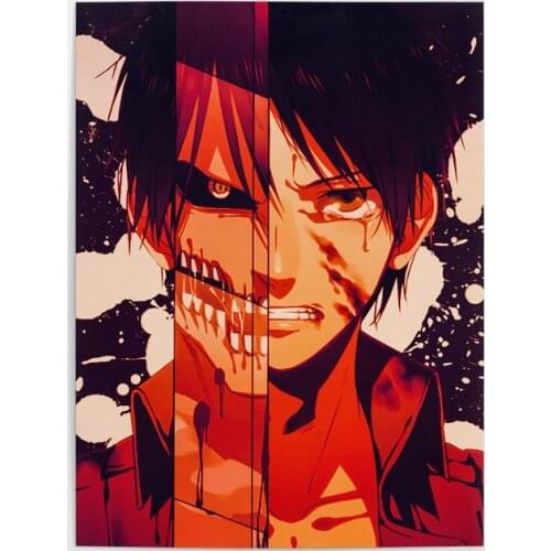 Wall Art Eren Yeager Canvas Painting HD Prints Attack on Titan Poster Home Decor Bedroom Bedside Background Anime Pictures Frame