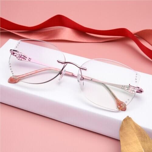 New Net Red Womens Anti-blue Light Retro Diamond Trimmed Spectacle Frames Eye Glasses Frames for Women Circle Glasses