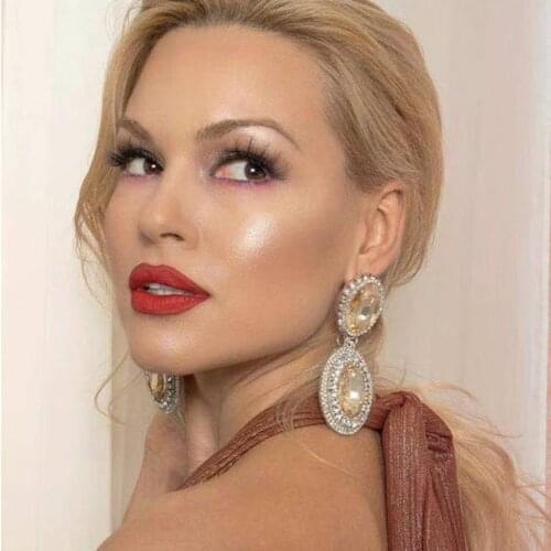 JIJIAWENHUA New Trend womens Sparkling Big Rhinestone Pendant Wedding Party Fashion Jewelry Accessories Hot Sale