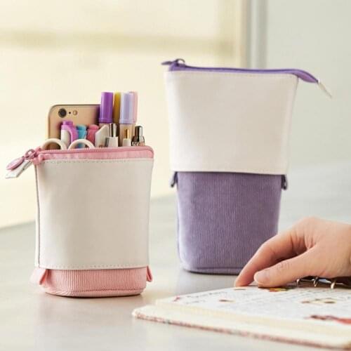 Creative Retractable Pencil Case School Stationery Storage Bag Kawaii Color Pen Case Cute Pen Holder Gifts For Kid Pen Bag
