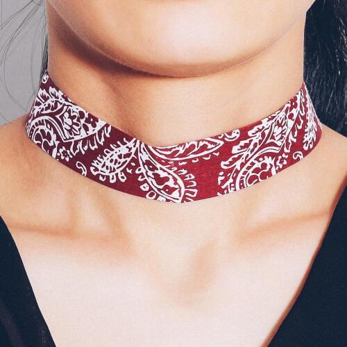 Fashion Trendy Style Red Sexy Ribbon Choker Necklaces For Women Girl 3.5cm Width Chain Collar Choker Necklace Jewelry Gift