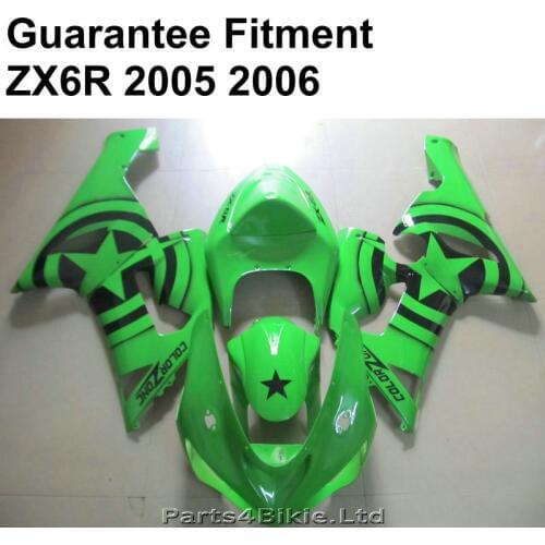 BAS plastic fairing for Kawasaki ZX6R 05 06 metallic green Ninja ZX 6R 636 2005 2006 fairings kit hot sale YY65