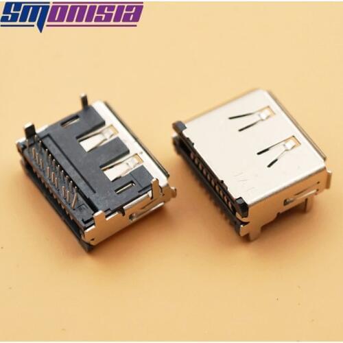 Smonisia 10PCS 2 Rows 19pin HDMI-compatible Female Sockets Type A 19-Pin DIP Right Angle Connector
