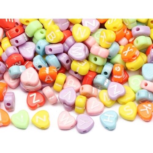 100-500pcs/lot Colorful Mixed Heart-Shaped Acrylic Spacer Beads For Jewelry Making DIY Necklace Bracelet Beaded Accessories