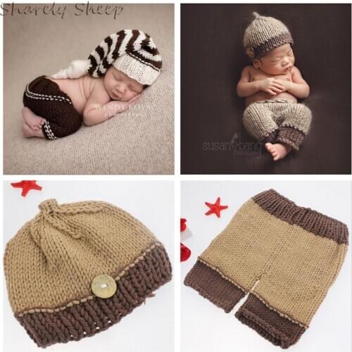 Infant Prop Clothes Newborn photography Props Baby Boy Photo Shoot Hat Pants Outfits Set foto Shooting Accessories Birthday Gift