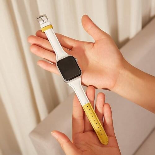 Genuine Cow Leather Metal Buckle Slim Bands for Apple Watch Series 6 SE 5 4 3 2 38MM 42MM Strap Bracelet for Iwatch 4 40MM 44MM