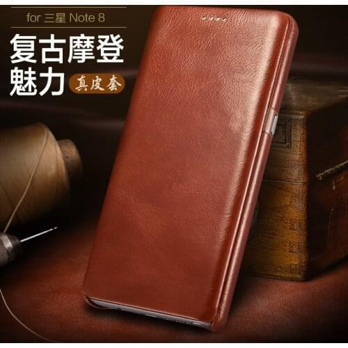 Retro Vintage Luxury Genuine Leather Mobile Phone Cases For Samsung Galaxy Note 8 Full Edge Closed Flip cover for Samsung Note8