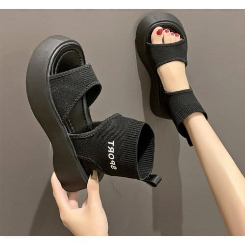 Women Sandals Wedges Platform Sandals Lady Comfortable Shoes New Summer Shoes Woman Knitting Breathable Sandals