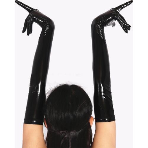 Sexy Faux Leather Long Latex Gloves Women Punk PVC Gloves Hip-pop Jazz Mittens Nightclub Stage Wear Cosplay Costumes Accessory