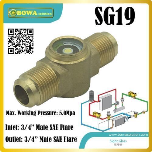 3/4" SAE sight glass/Moisture indicator can be installed in liquid, suction and discharge pipelines or oil return pipelines