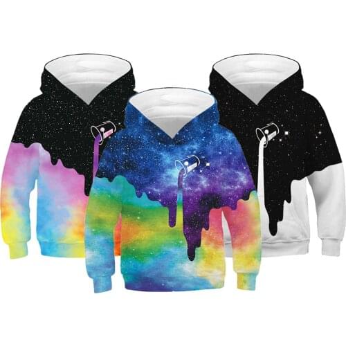 3D Print Splashing ink Starry Sky Girls Boys Hoodies Teens Autumn Hooded Sweatshirt For Boys Kids Long Sleeve Pullover Tops