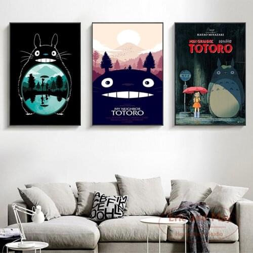 Totoro Anime Canvas Printed Wall Pictures Home Decor Posters And Prints Art For Living Room Decoration
