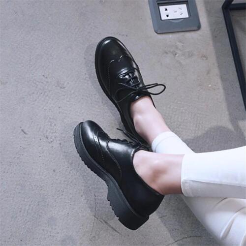 British Style Lace Up Brogues Oxfrods Shoes For Woman Large Size 34-43 Ladies Flats Shoes 2020 Spring Autumn Women Oxfords Shoes