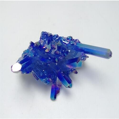 Bulk Blue Aura crystal cluster quartz titanium aura flower natural stones and minerals stone decoration for home 1 pc