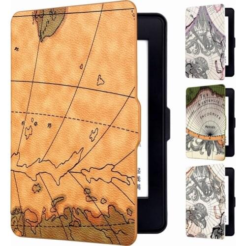 For Amazon Kindle 8th 2016 558 958 658 Ultra-slim Map Leather case For Amazon for Kindle Paperwhite 1/2/3 Protective Shell+film