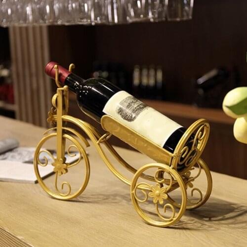 Vintage Metal Tricycle Shape Red Wine Holder Art Bike Rack Display Storage Organizer for Kitchen Bar Home Decoration