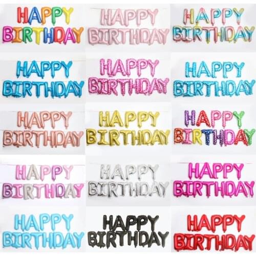 13Pcs Happy Birthday Balloons Foil Letter Balloon Kids Adult Birthday Party Decorations supplier Balloons Alphabet Balloons set