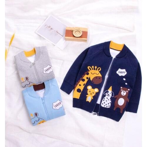 Cartoon V-neck Knitted Sweater Cardigan Girl Boy Pullover Children Single-breasted Sweater Winter Autumn Kids Clothes