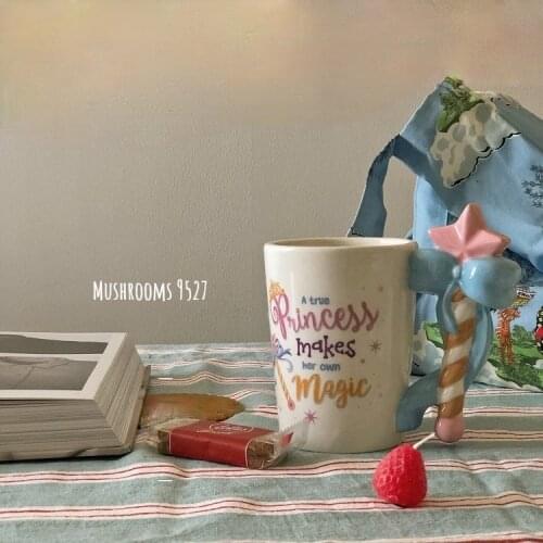 Japanese Girl Heart Scepter Magic Wand Ceramic Water Cup French Retro Princess Magic Fairy Wand Mug Coffee Cup Water Cup