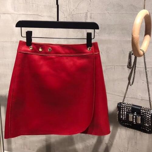 Genuine leather skirt ladies real sheepskin skirt women real lambskin skirt