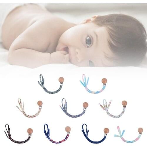 Beech Wood Clip Handmade Cotton Woven DIY Pacifier Clips Chain Eco-friendly Baby Nursing Dummy Nipple Holder Leash Strap Shower